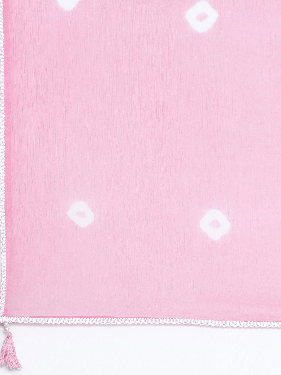 Neerus Pink cotton printed kurta set with trousers and dupatta - detail view 4