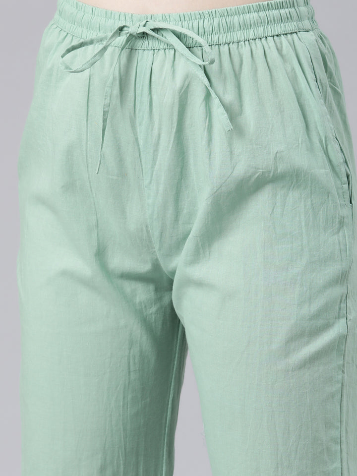 Neerus Green printed kurta set with trouser and dupatta - detail view 3