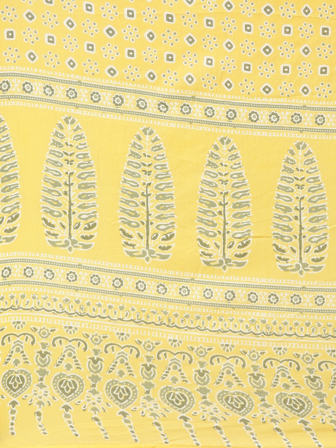 Neerus Yellow printed kurta set with trouser and dupatta - detail view 4