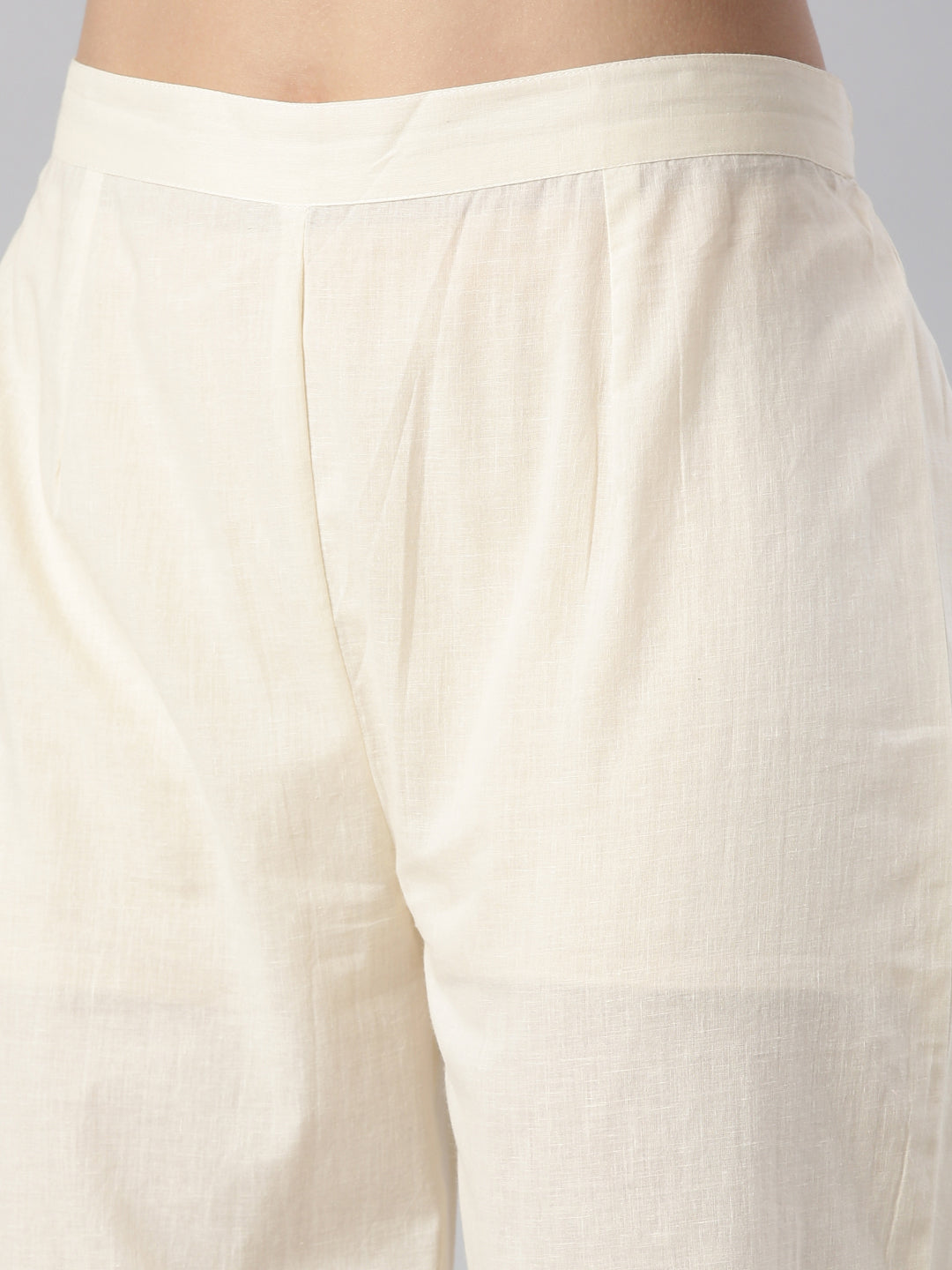 Neerus White embroidered kurta set with trouser and dupatta - detail view 3