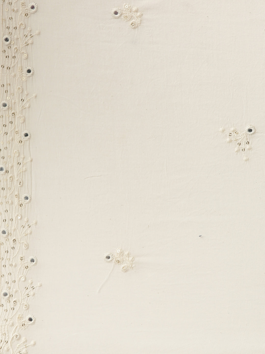 Neerus White embroidered kurta set with trouser and dupatta - detail view 4