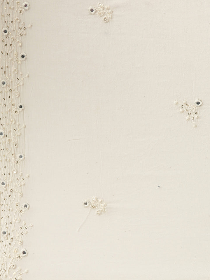 Neerus White embroidered kurta set with trouser and dupatta - detail view 4