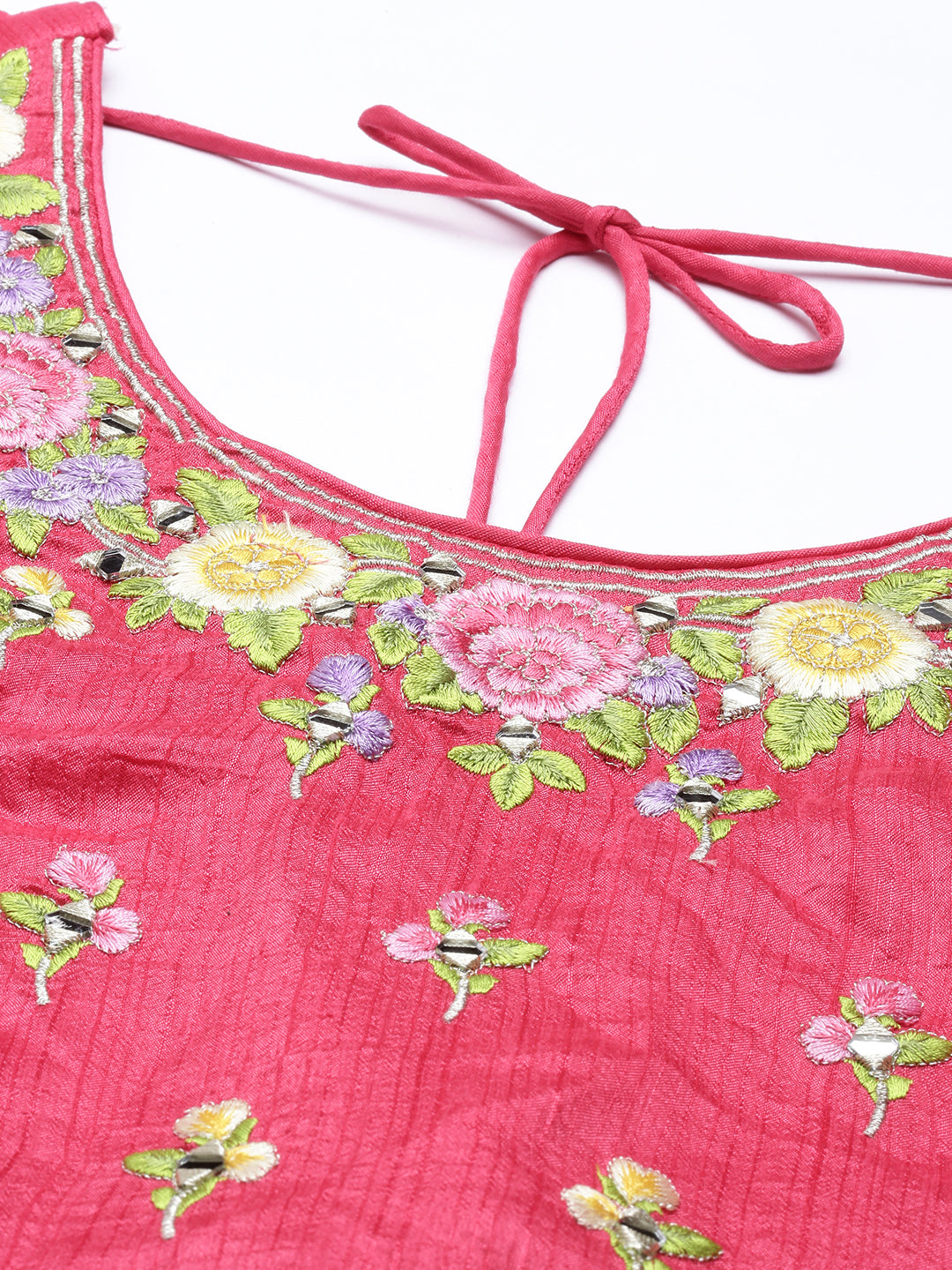 Neerus Pink silk kurta set - back view