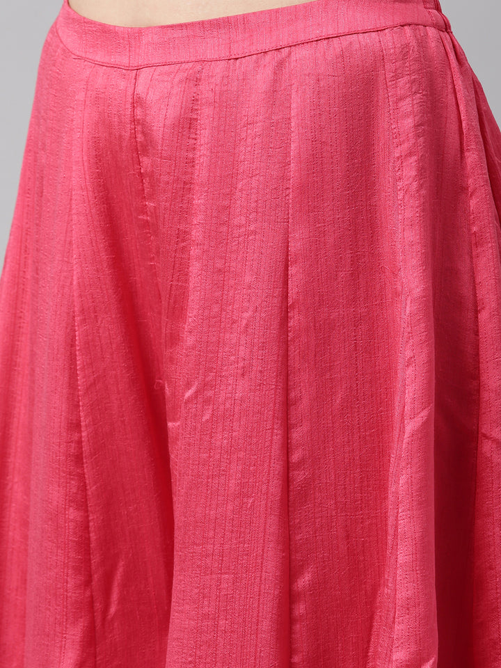 Neerus Pink silk kurta set - detail view 1