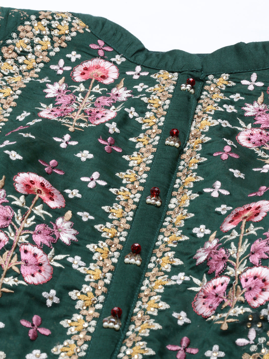 Neerus Green silk kurta set - side view