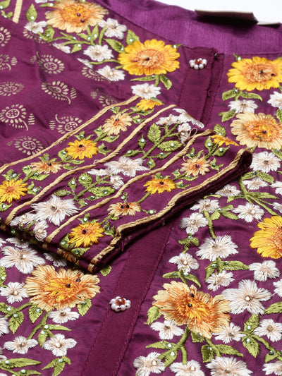 Neeru'S purple color, chanderi fabric kurta set