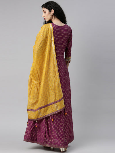 Neeru'S purple color, chanderi fabric kurta set