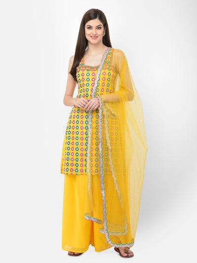 Neerus'S yellow color, georgette fabric suit-plazzo