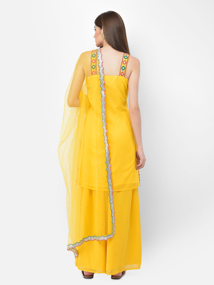 Neerus'S Yellow Color Georgette Fabric Suit-Plazzo
