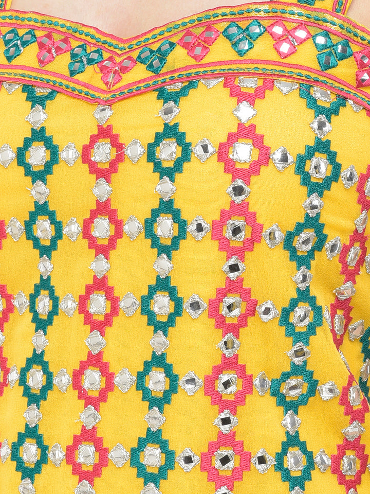 Neerus'S Yellow Color Georgette Fabric Suit-Plazzo