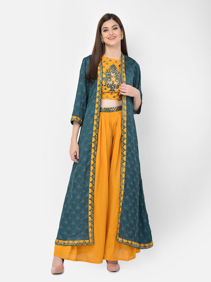 Neerus'S Mustard Color Crepe Fabric Ghagra Set