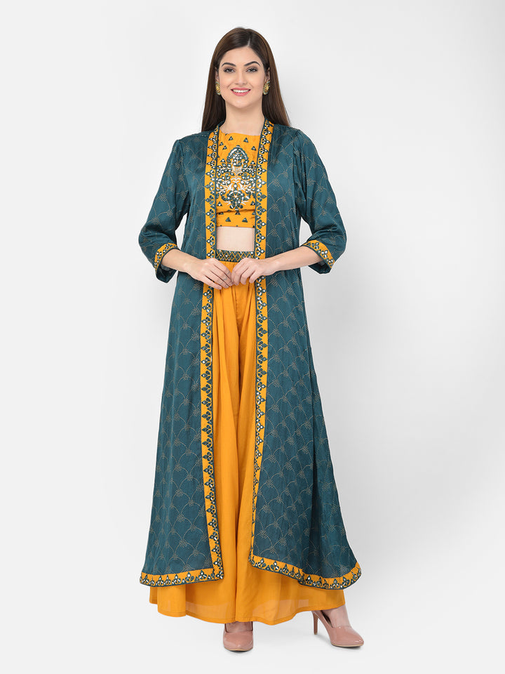 Neerus'S Mustard Color Crepe Fabric Ghagra Set