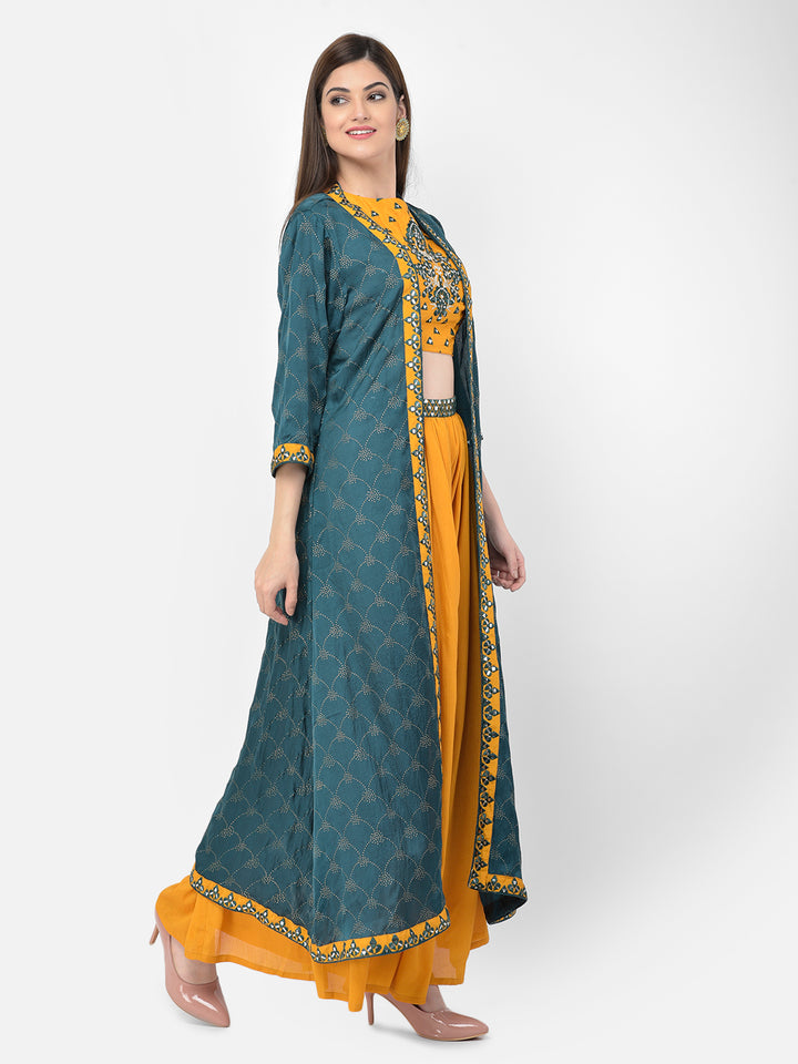 Neerus'S Mustard Color Crepe Fabric Ghagra Set