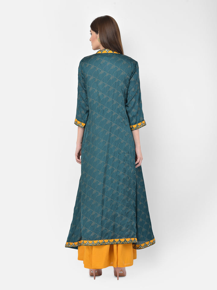 Neerus'S Mustard Color Crepe Fabric Ghagra Set