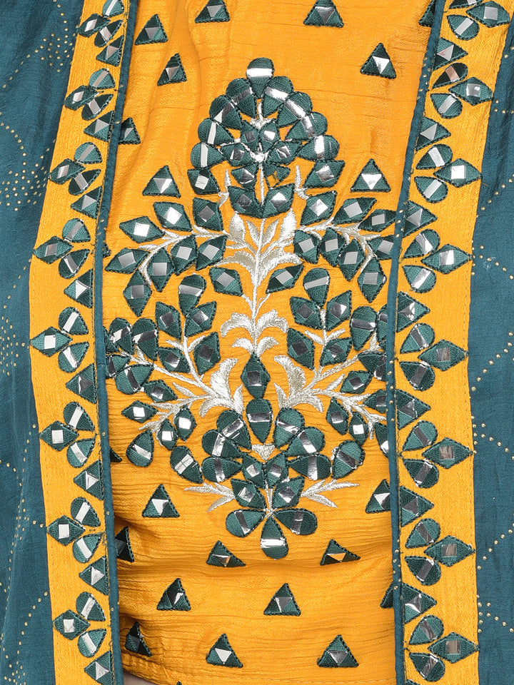 Neerus'S Mustard Color Crepe Fabric Ghagra Set