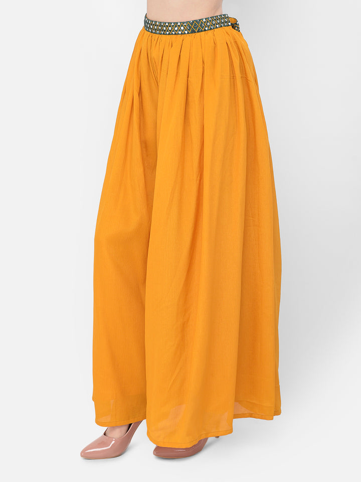 Neerus'S Mustard Color Crepe Fabric Ghagra Set