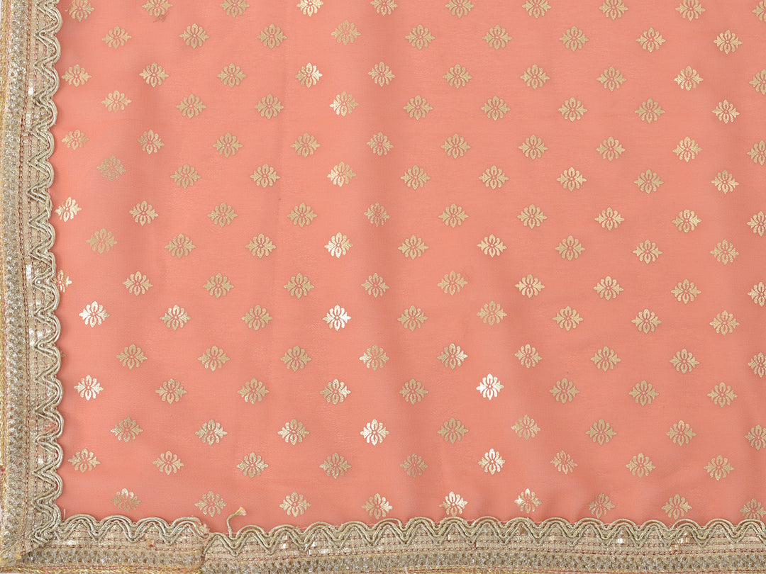 Neerus Orange Georgette Mirror Work Kurta Set - detail view 1