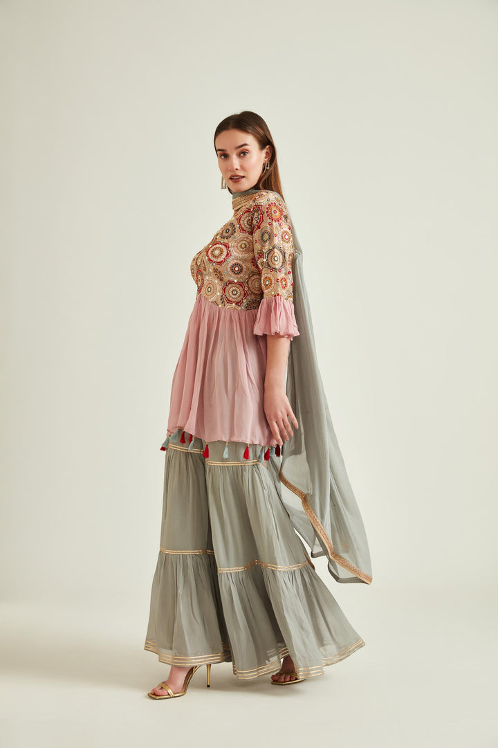 Neerus Onion Colour Georgette Fabric Prdd