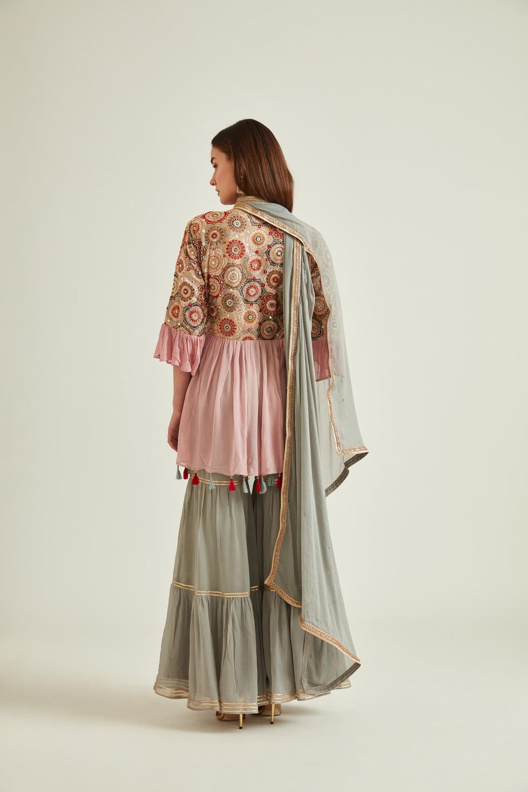 Neerus Onion Colour Georgette Fabric Prdd