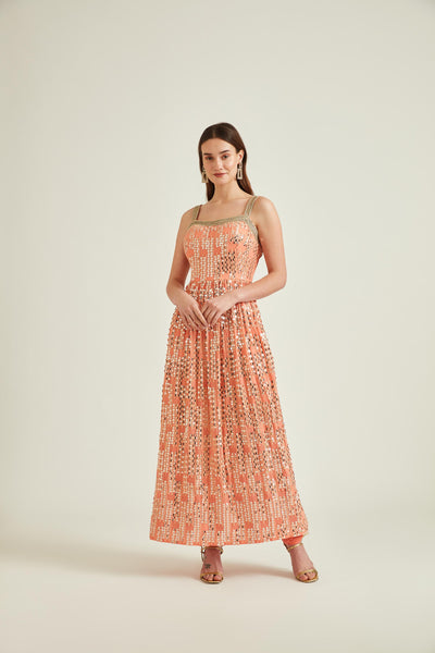 Neeru'S PEACH Colour GEORGETTE Fabric SUIT-ANARKALI