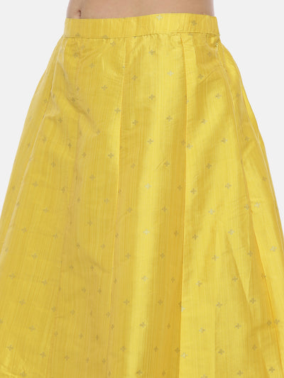Neeru's Yellow Embroidered Kurta With Skirt & Dupatta