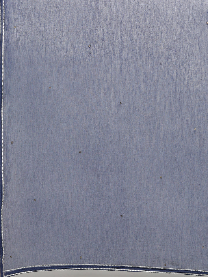 Neerus Blue rayon solid palazzo set - detail view 4