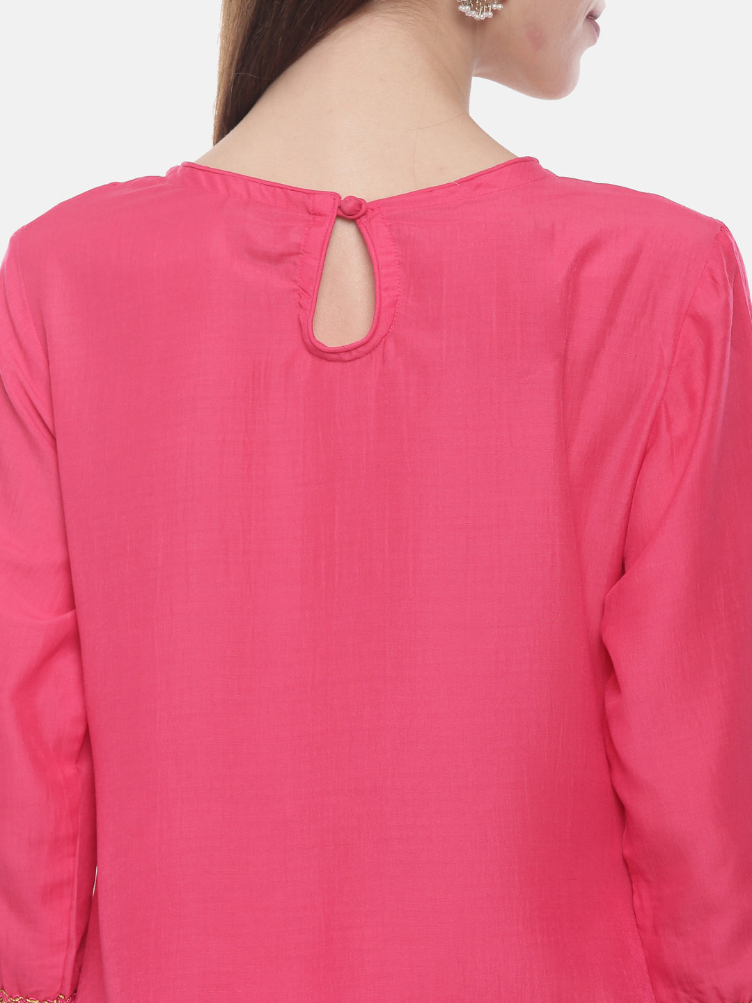 Neerus Pink muslin printed suit set - back view