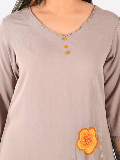 Neeru's Women Mouse Color Slub Rayon Fabric Tunic