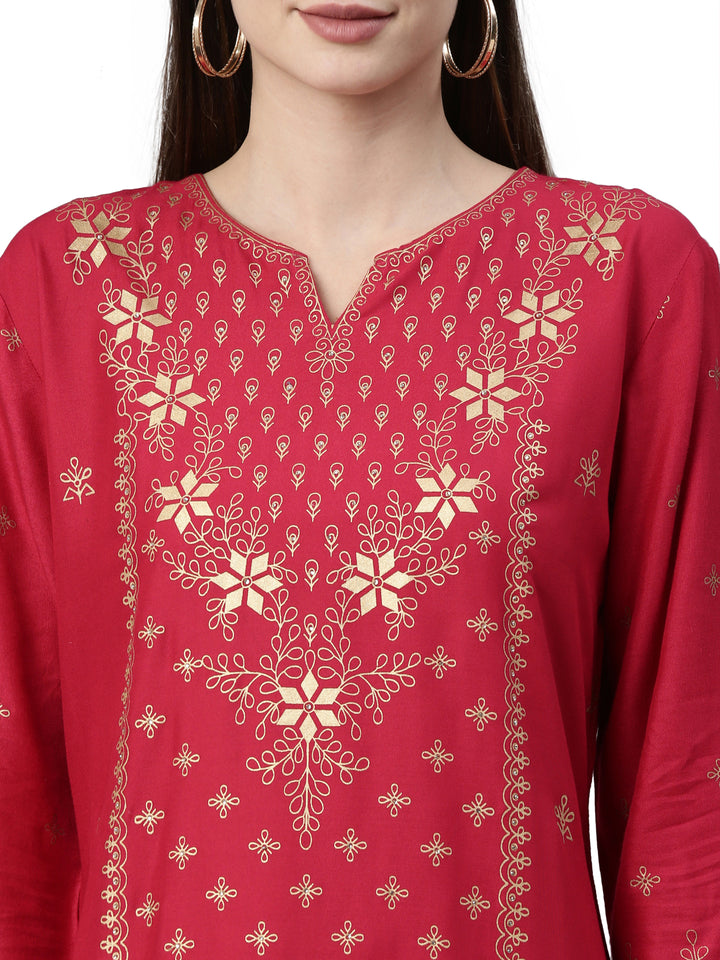 Neerus Pink Color Rayon Fabric Kurta
