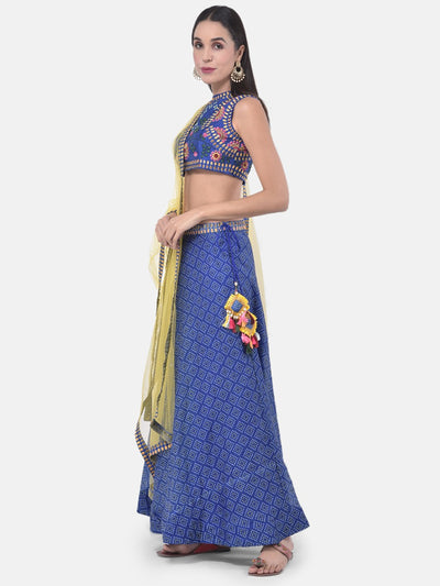 Neeru's Blue Embroidered Lehenga Set