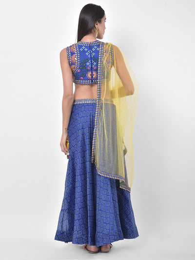 Neeru's Blue Embroidered Lehenga Set