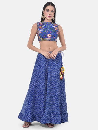 Neeru's Blue Embroidered Lehenga Set