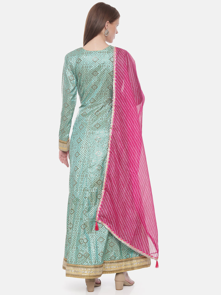 Neerus Sea Green Zari Anarkali Readymade suits