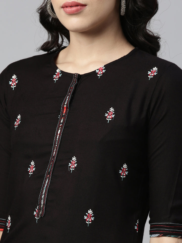 Neerus Black Color Rayon Fabric Kurta