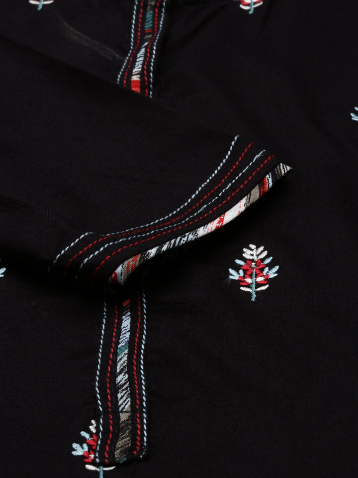 Neerus Black Color Rayon Fabric Kurta