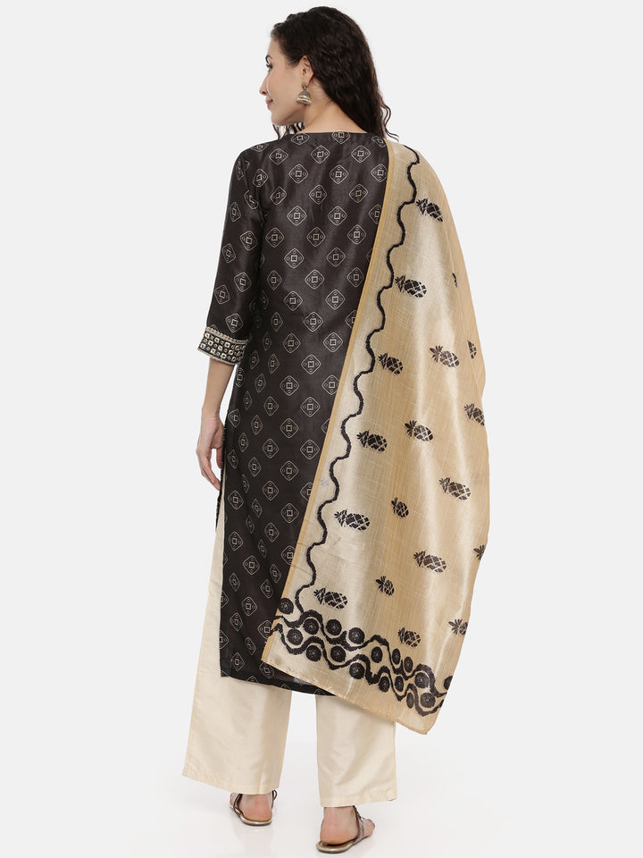 Neerus Multi silk printed suit pant set - side view