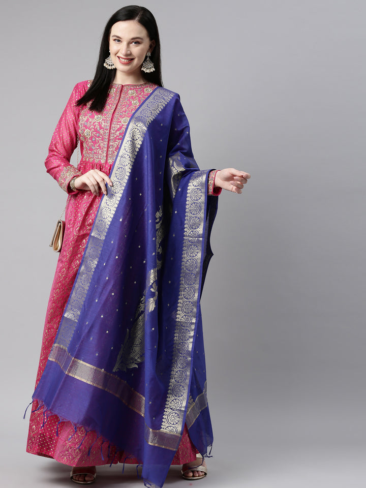 Neerus Rani Color Chanderi Fabric Kurta Set