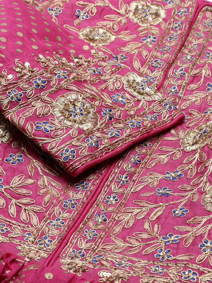 Neerus Rani Color Chanderi Fabric Kurta Set