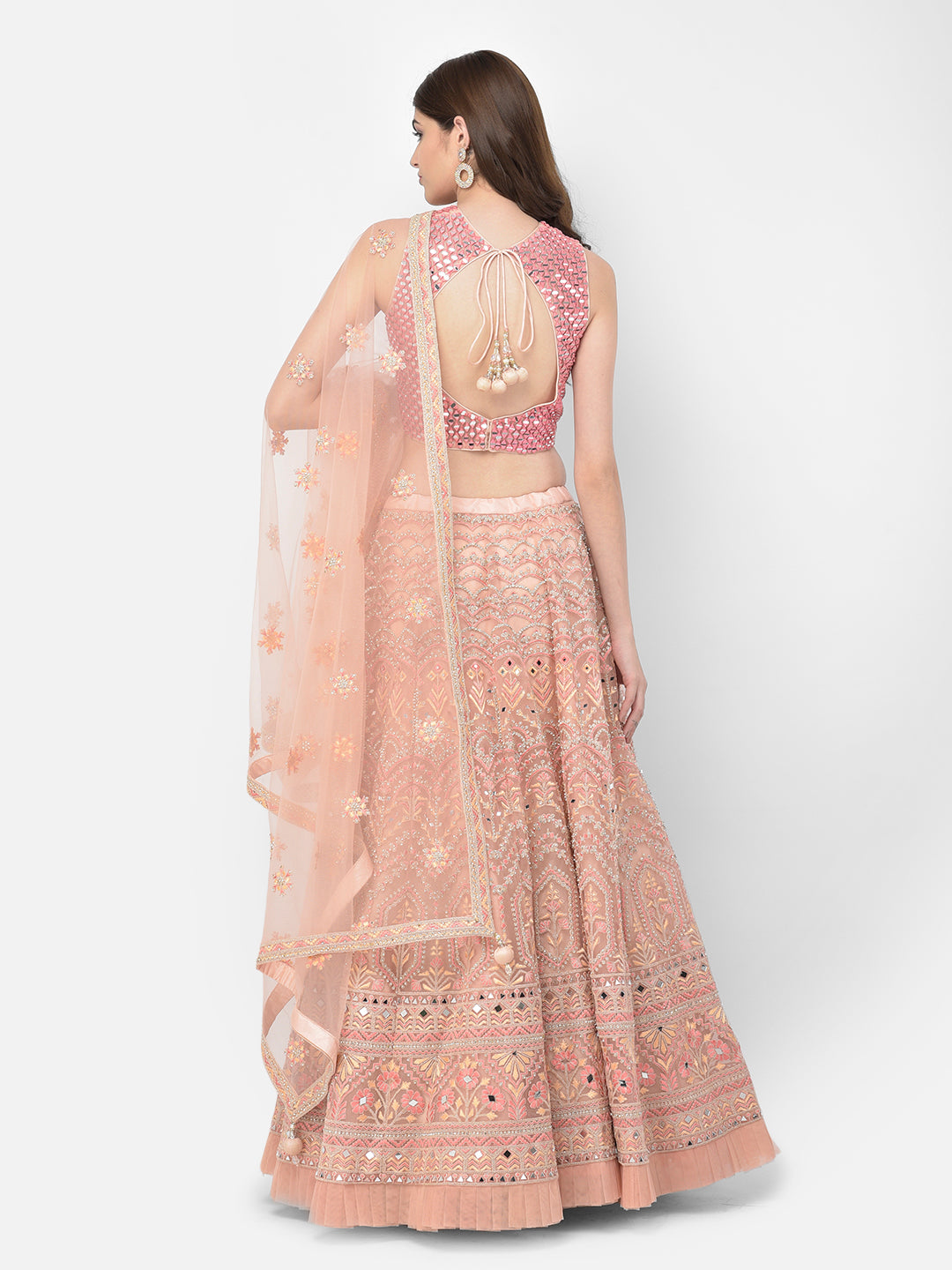Neerus Pink Color Nett Fabric Lehenga Choli