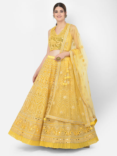 Neeru'S yellow color nett fabric lehenga choli