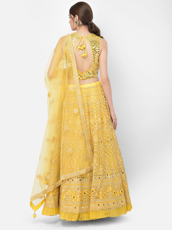 Neerus Yellow Color Nett Fabric Lehenga Choli
