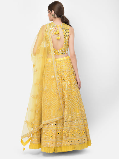 Neeru'S yellow color nett fabric lehenga choli