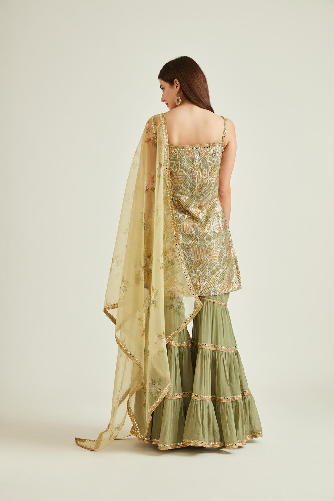 Neerus Pista Colour Georgette Fabric Prdd