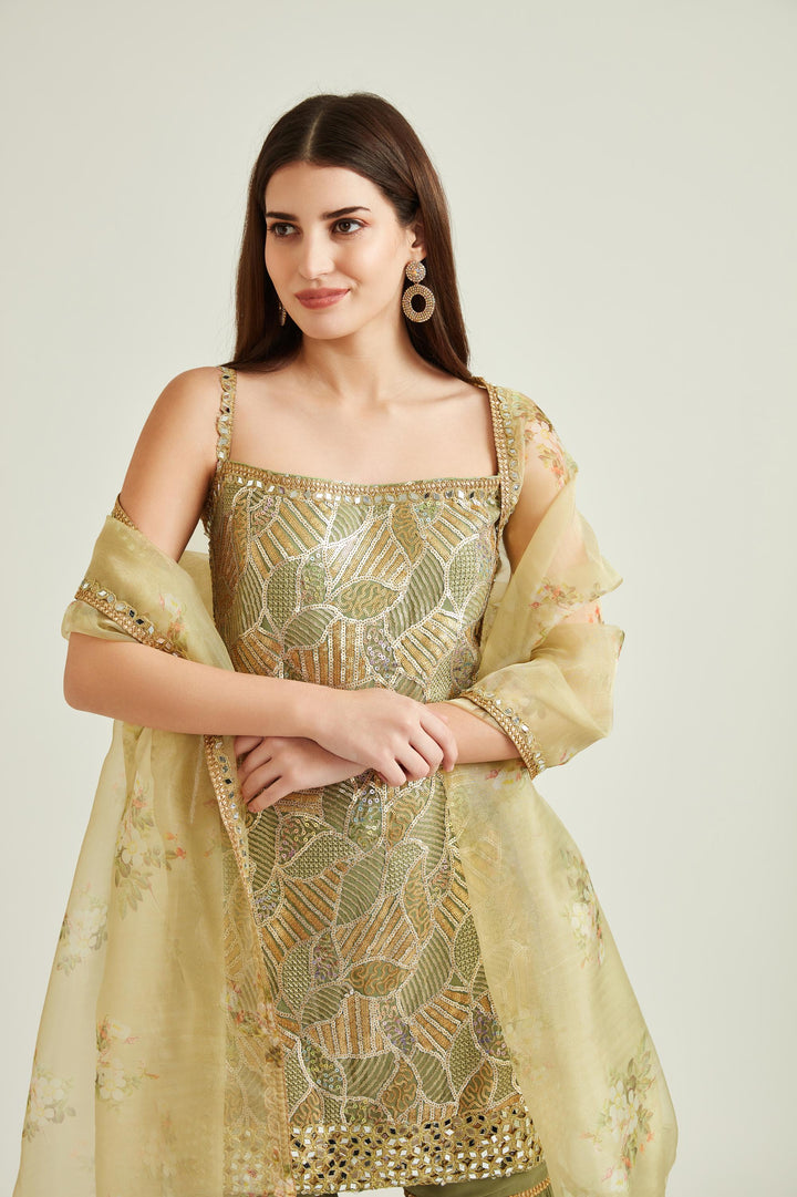 Neerus Pista Colour Georgette Fabric Prdd