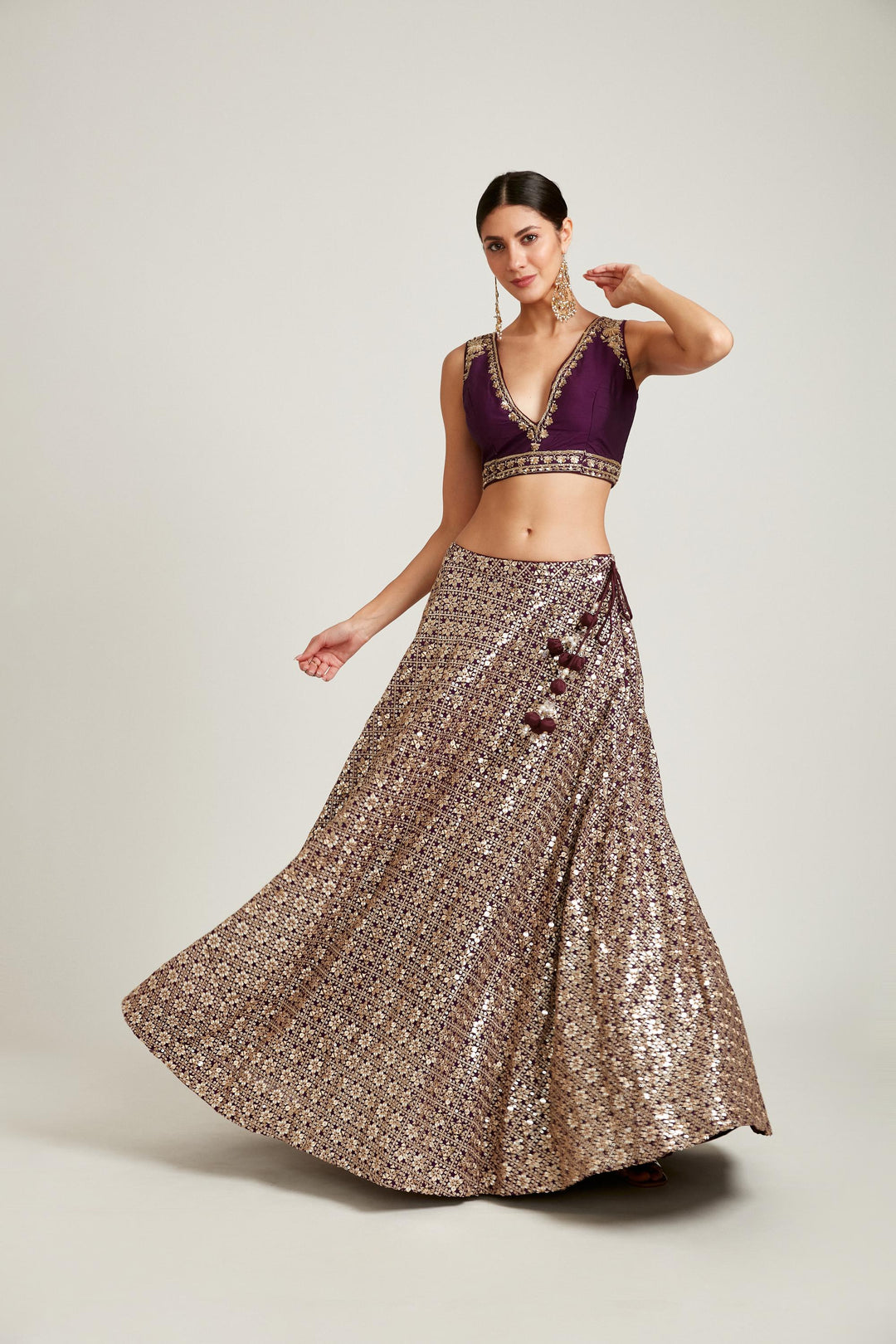 Neerus Purple Color Georgette Fabric Lehenga Choli
