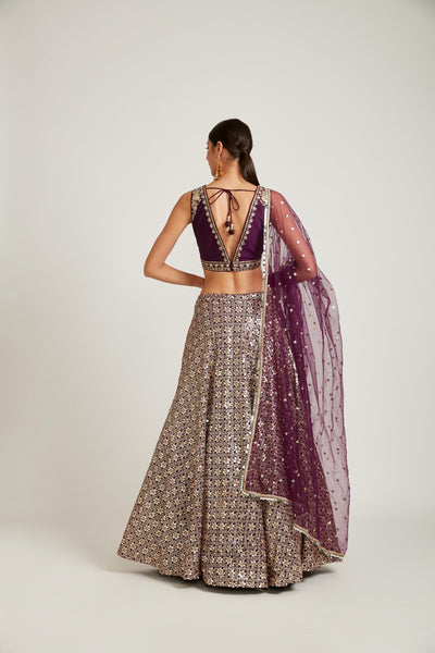 Neeru'S Purple Color Georgette Fabric Lehenga Choli