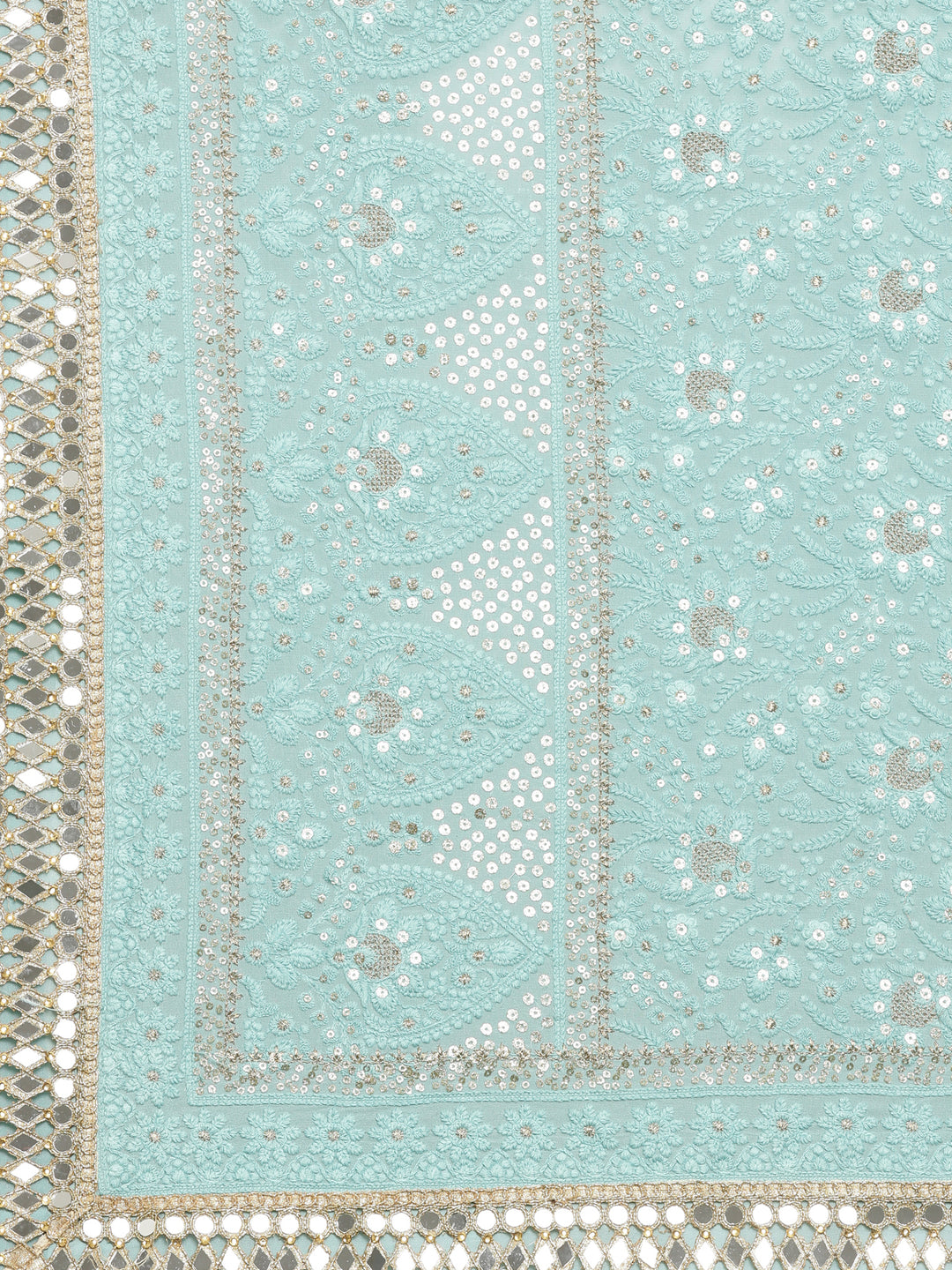 Neerus Sky Blue Color Chiken Fabric Ghagra Set