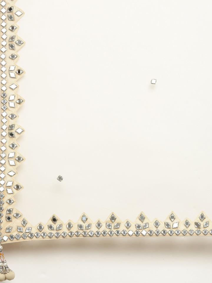 Neerus Ivory Color Nett Fabric Ghagra Set