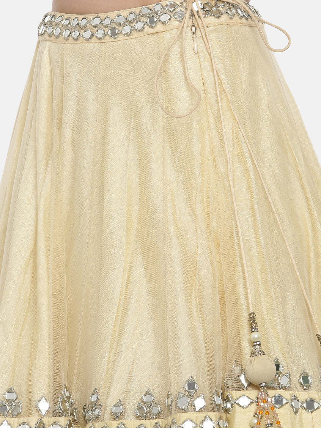 Neerus Ivory Color Nett Fabric Ghagra Set