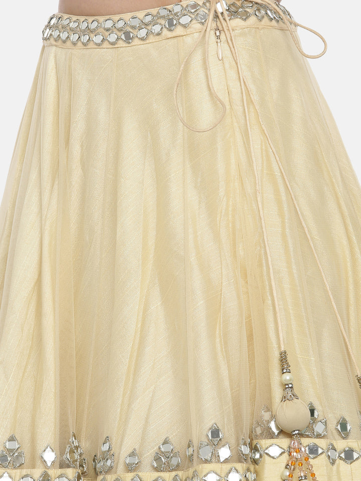 Neerus Ivory Color Nett Fabric Ghagra Set